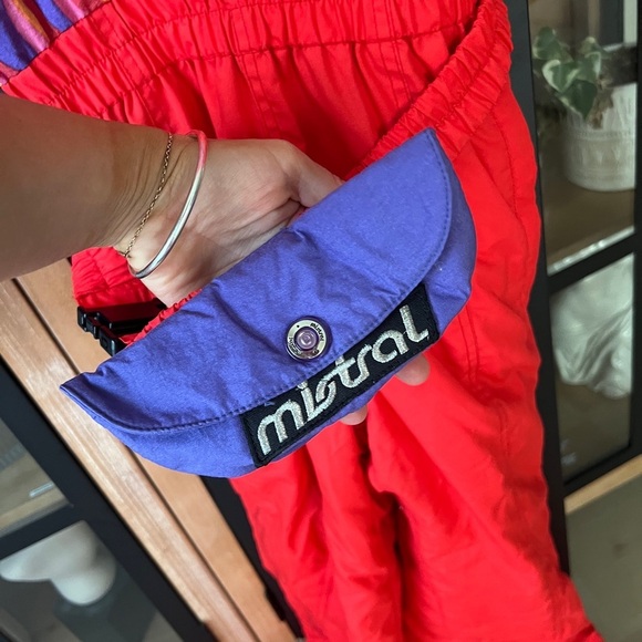 Vintage Mistral ski suit red pockets zip up long women’s belt bag pattern - Picture 9 of 9